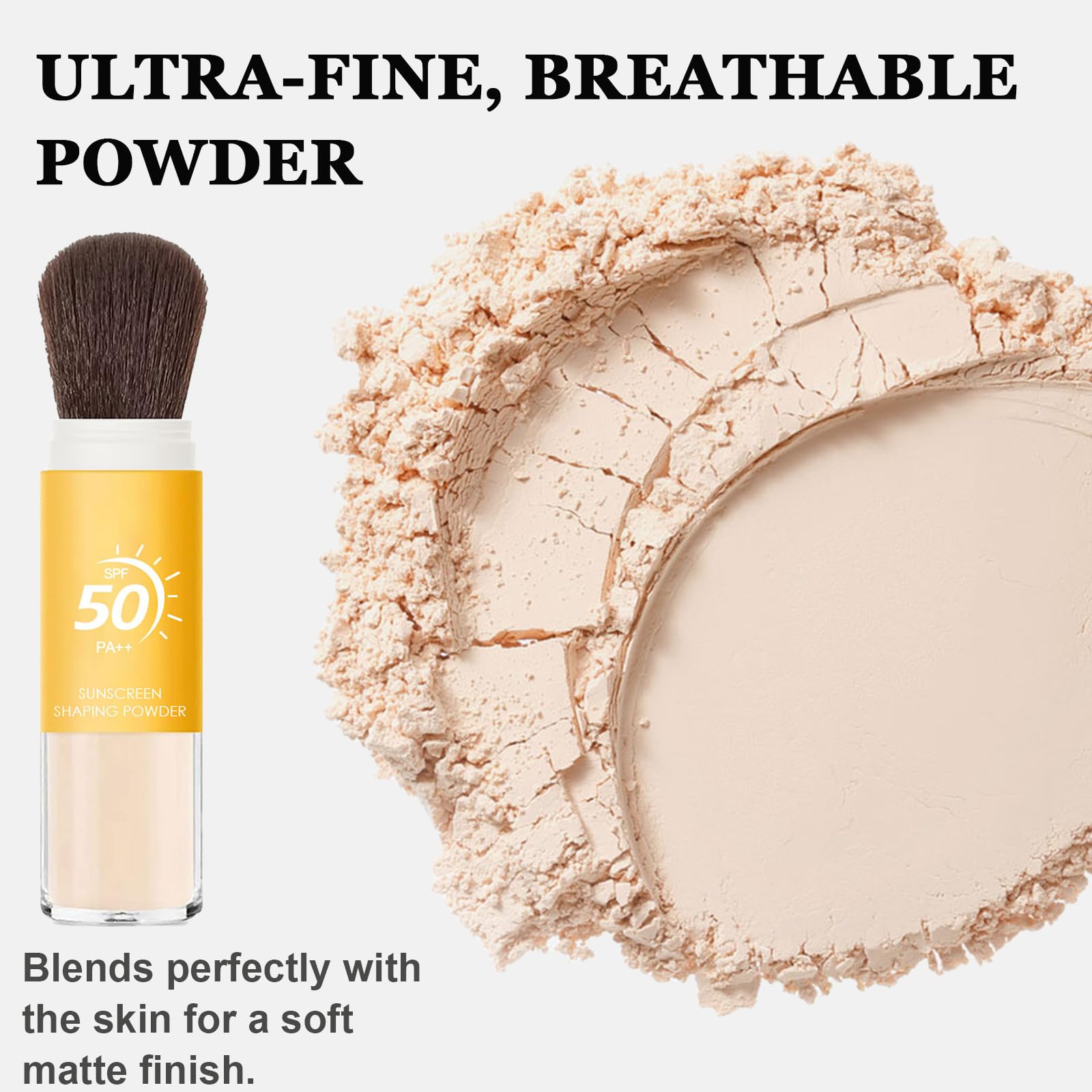 Setting powder with brush and SPF 50