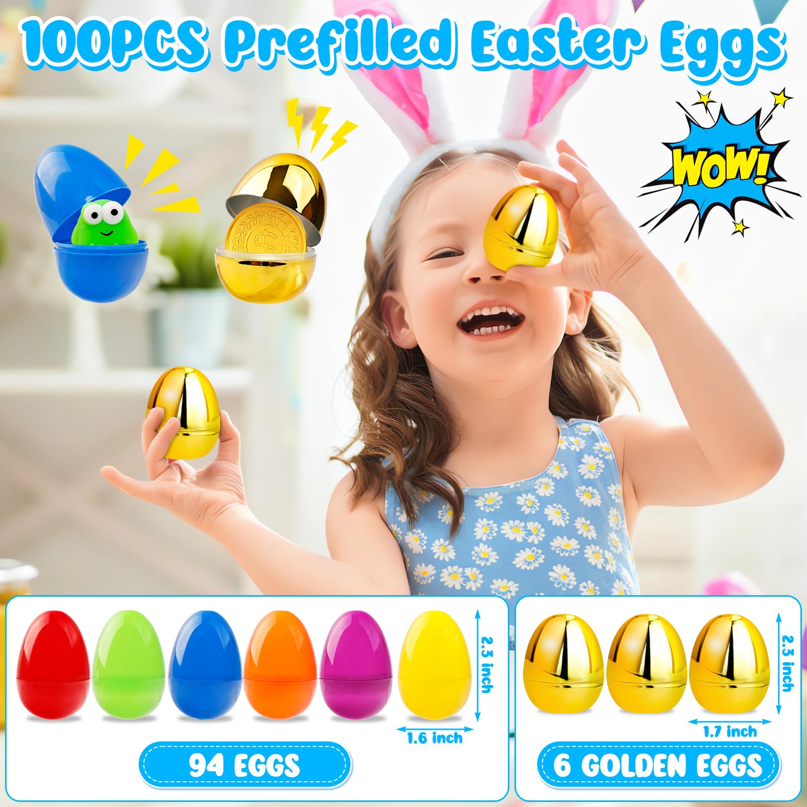 Easter egg fillers in 7 colors yellow purple blue red orange golden green