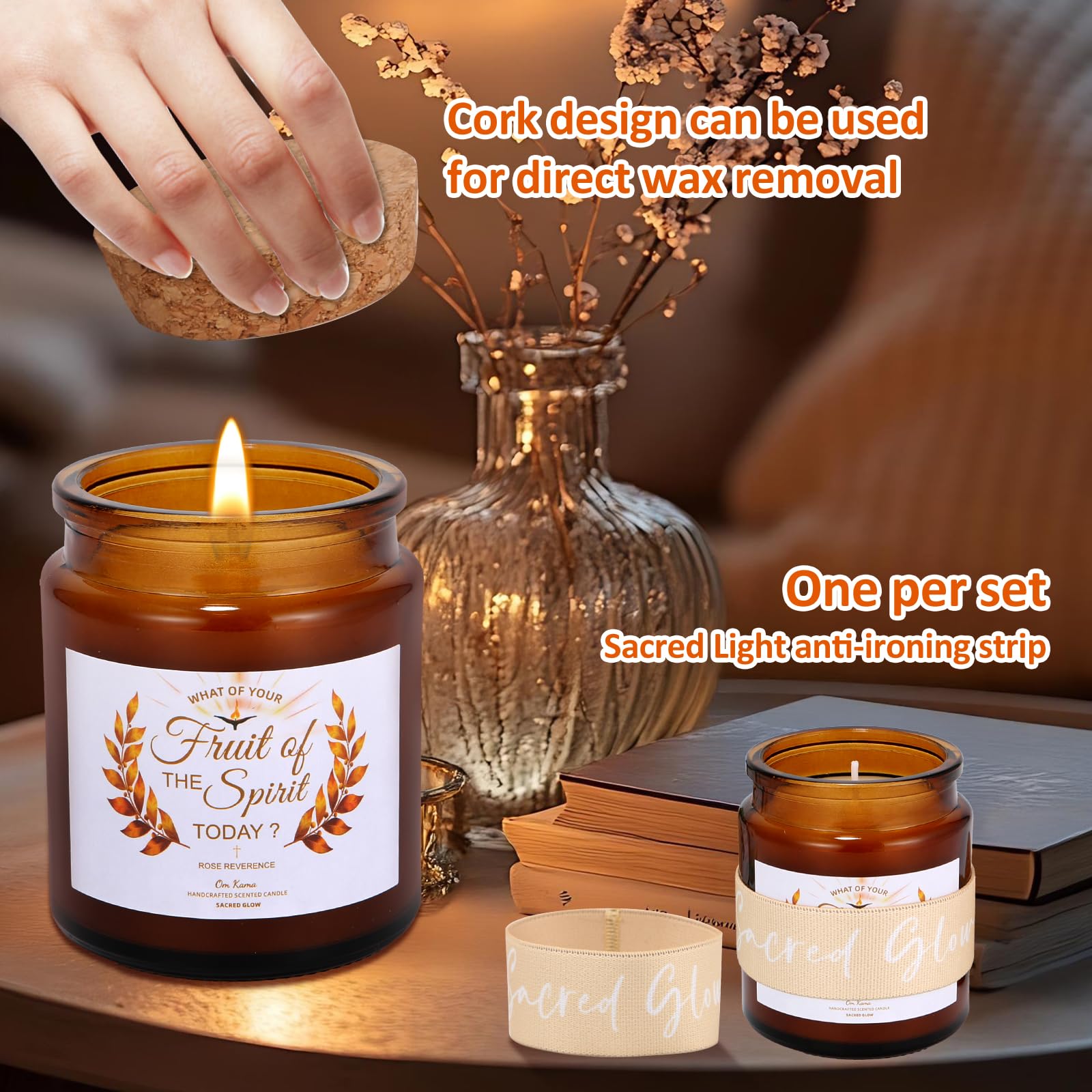 Gift-ready box with protective bands around each candle