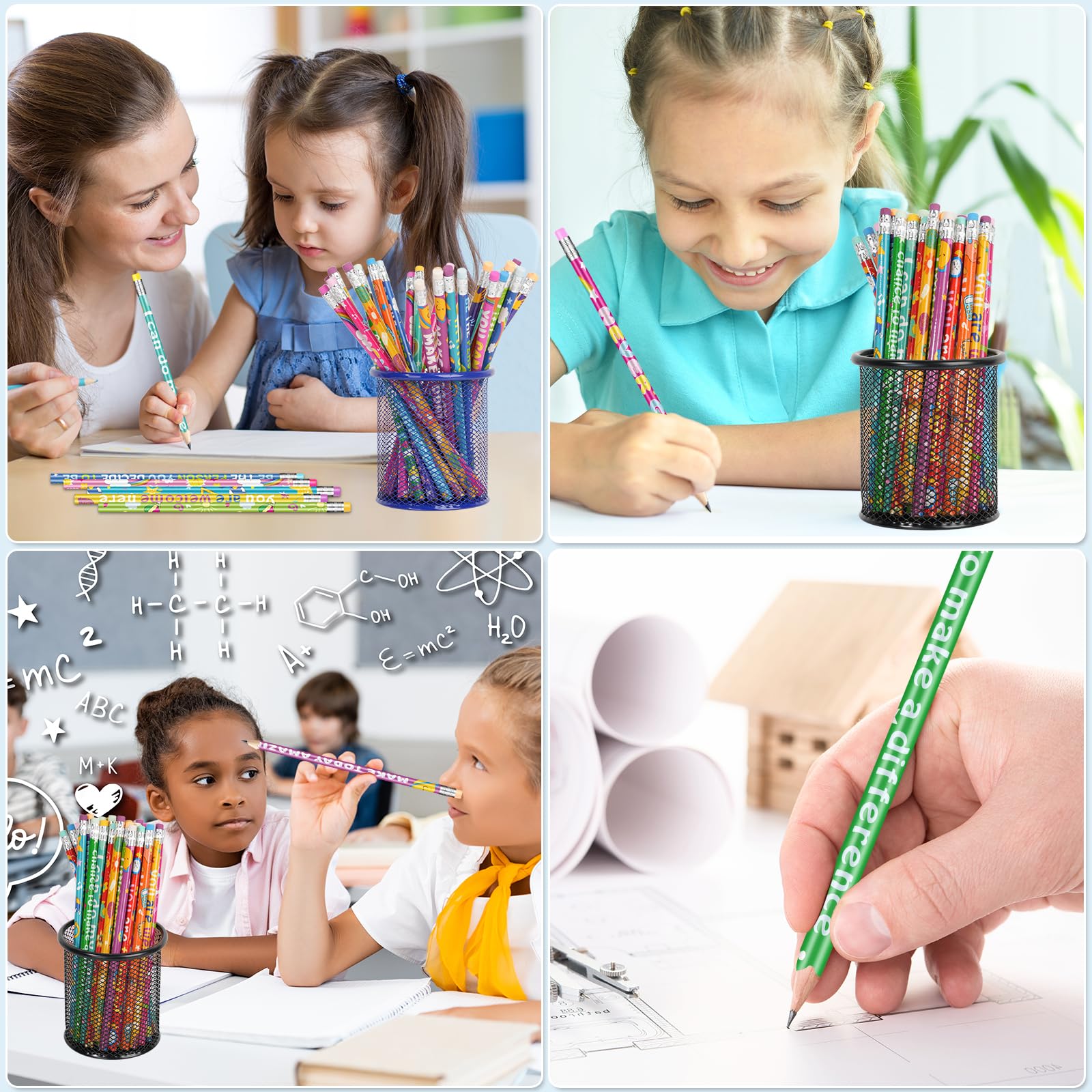 Includes 100 pencils in 12 styles for teachers and parents