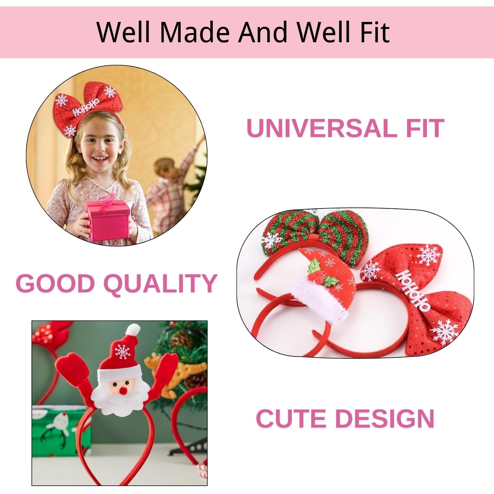 12 pack SEVEN STYLE Christmas headbands for party favors