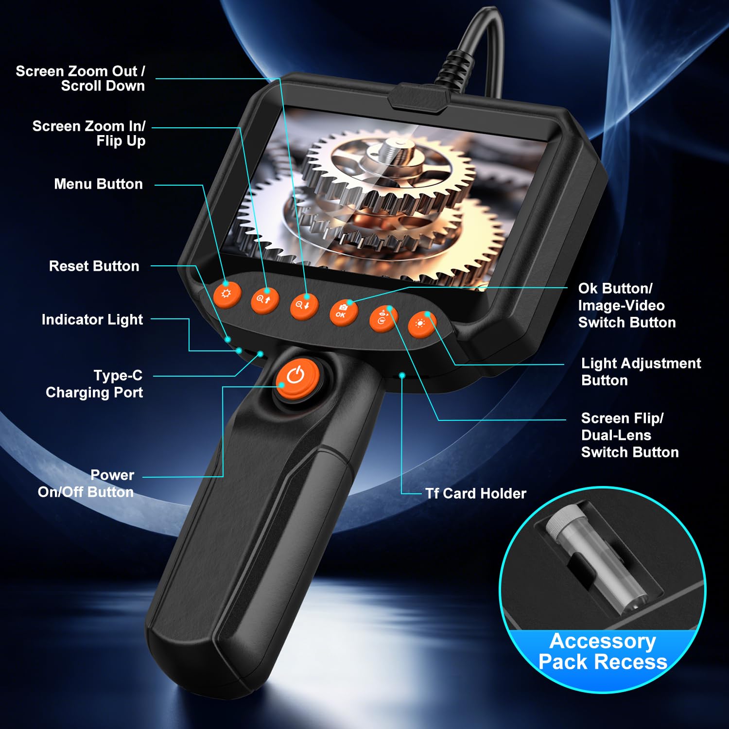 Handheld endoscope suitable for sewer pipe and car repair