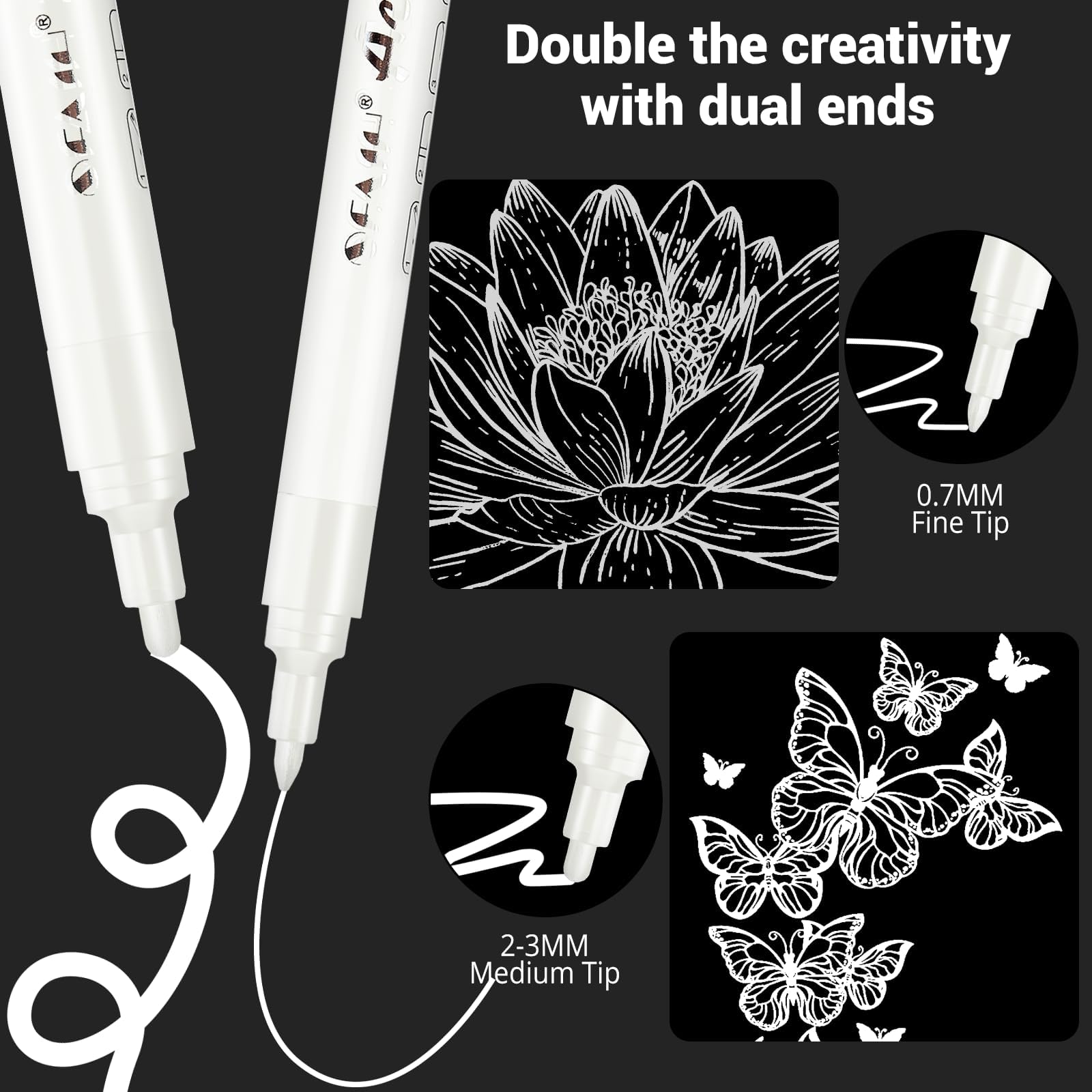 SFAIH acrylic white paint pens 8 pack medium tip 2-3mm