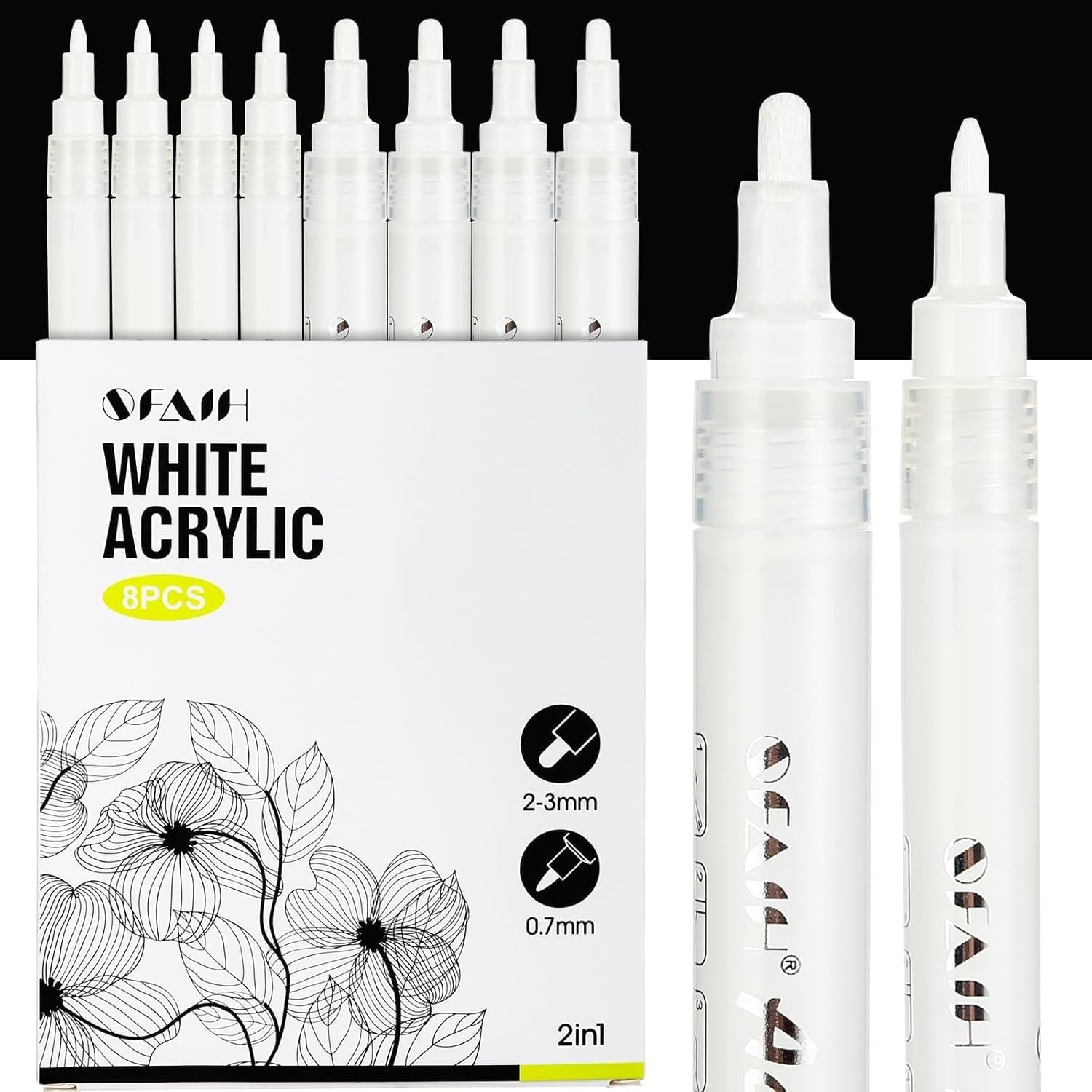 SFAIH acrylic white paint pens 8 pack extra fine 0.7mm tip