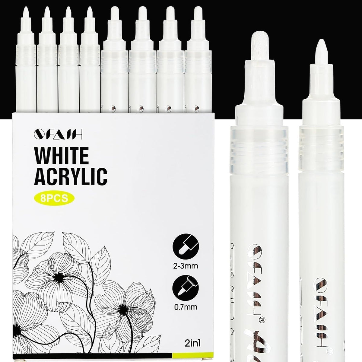 SFAIH acrylic white paint pens 8 pack extra fine 0.7mm tip
