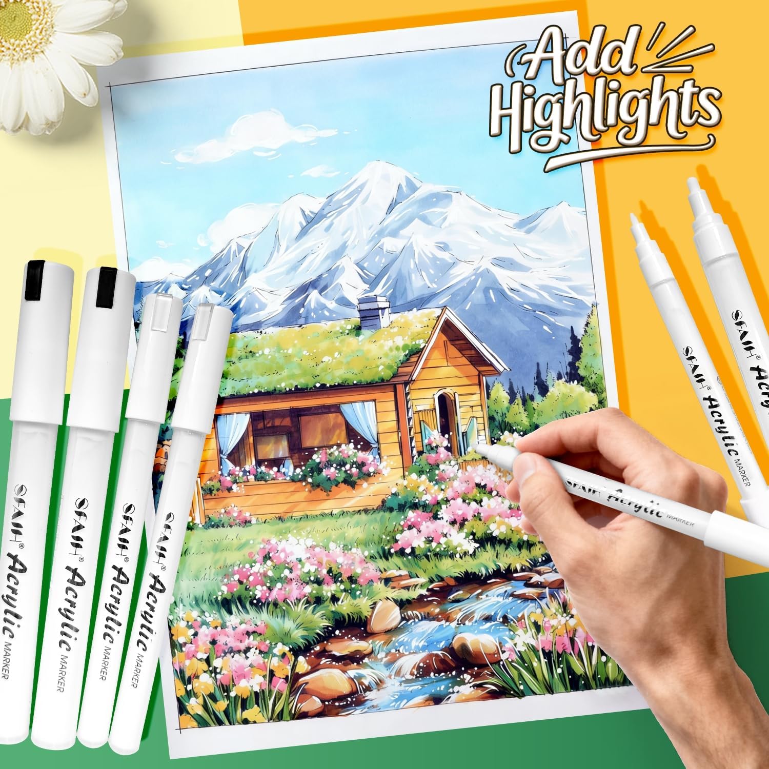 Opaque white ink delivers bright coverage on light and dark surfaces