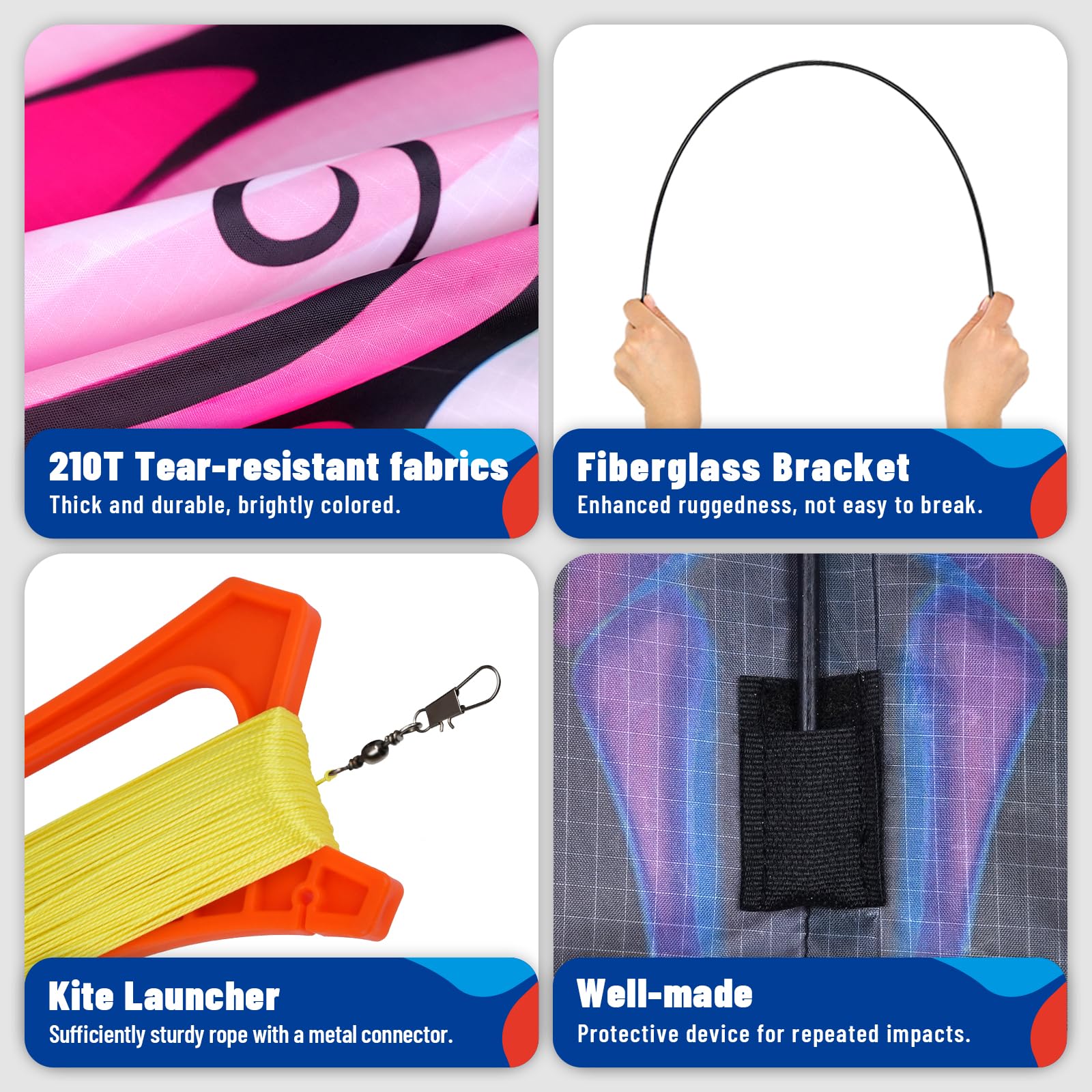 Durable fiberglass frame kite designed for outdoor play