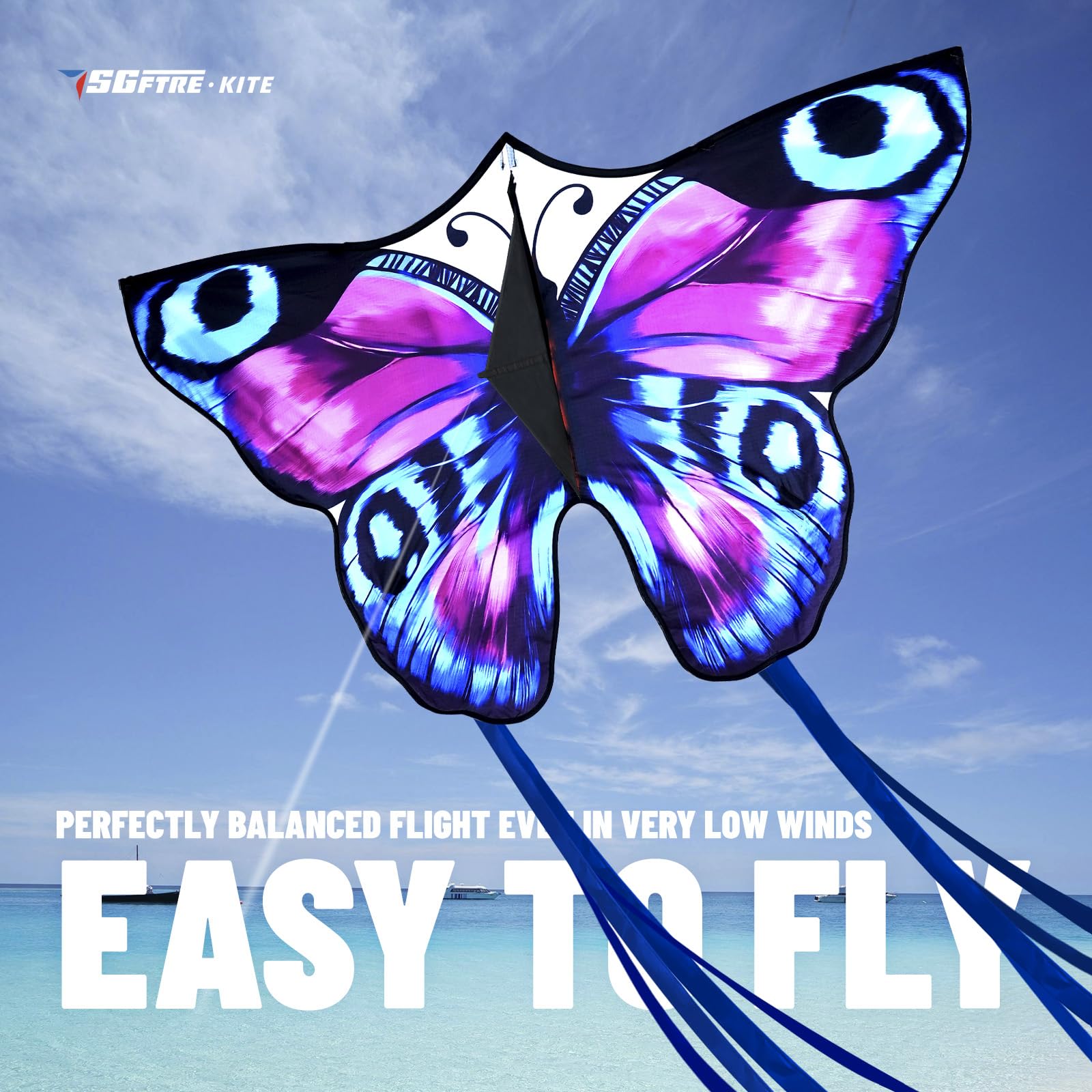 colorful butterfly kite 55x28 inches nylon construction