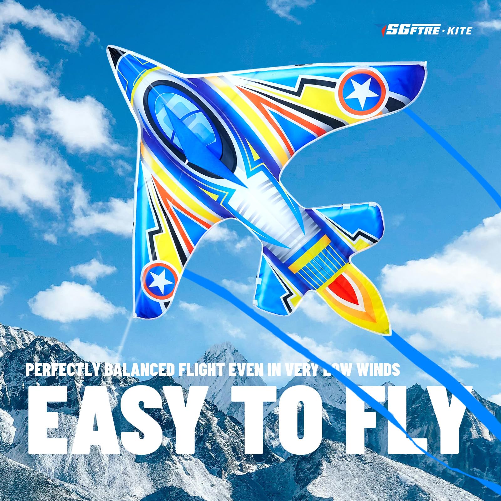 Durable fiberglass frame visible in SGftre airplane kite