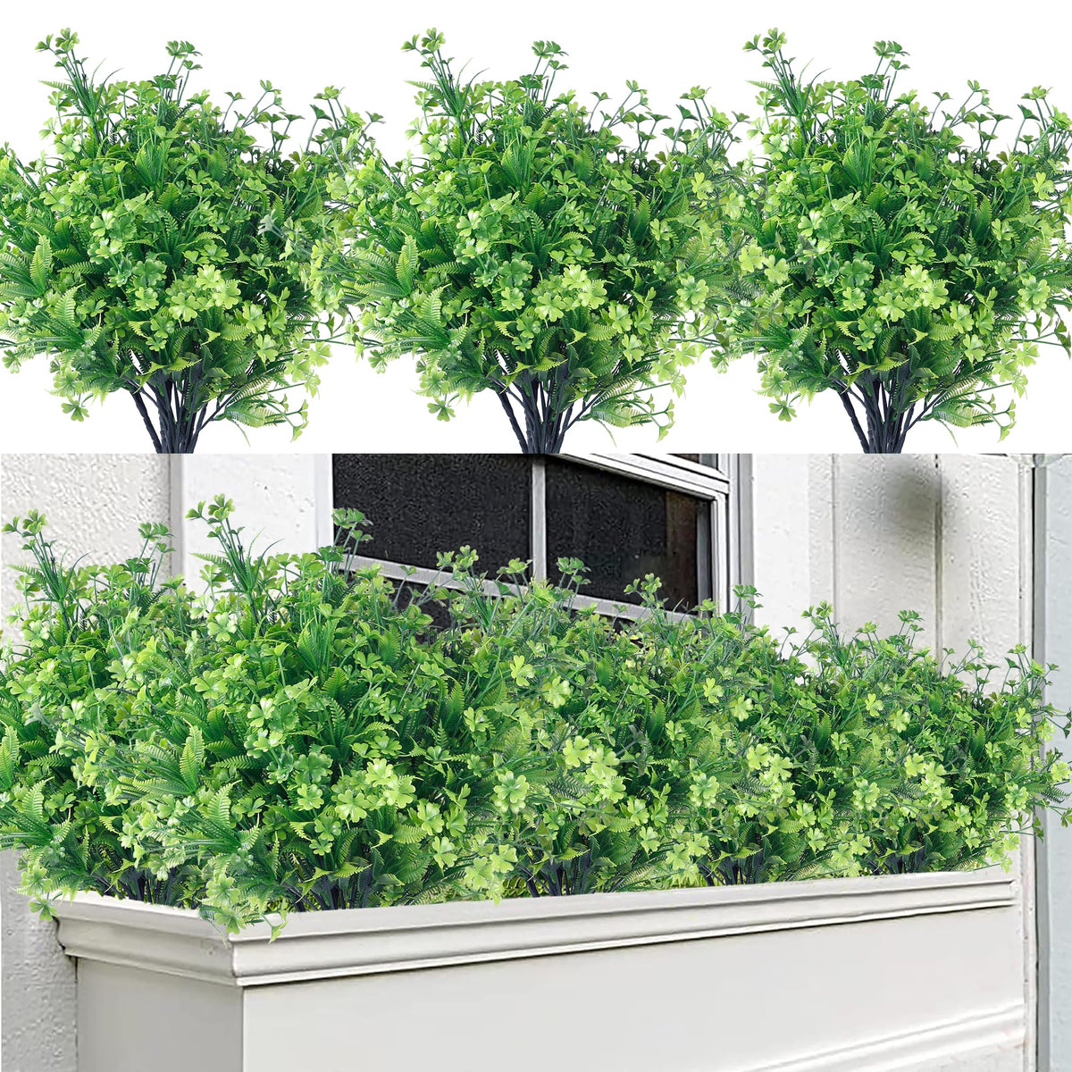 Sggvecsy artificial clover plant 12 bundles height 13.4 inches