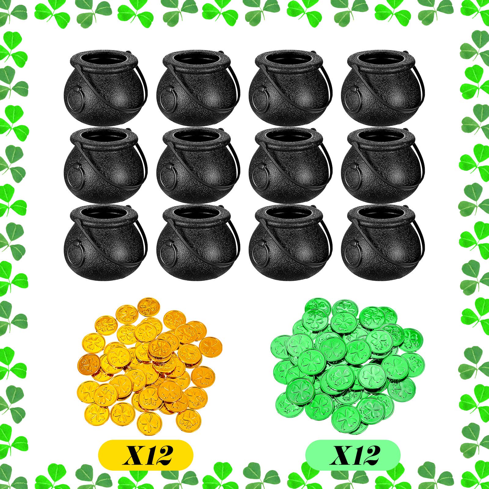 Shamrock coins green and gold pack of 100