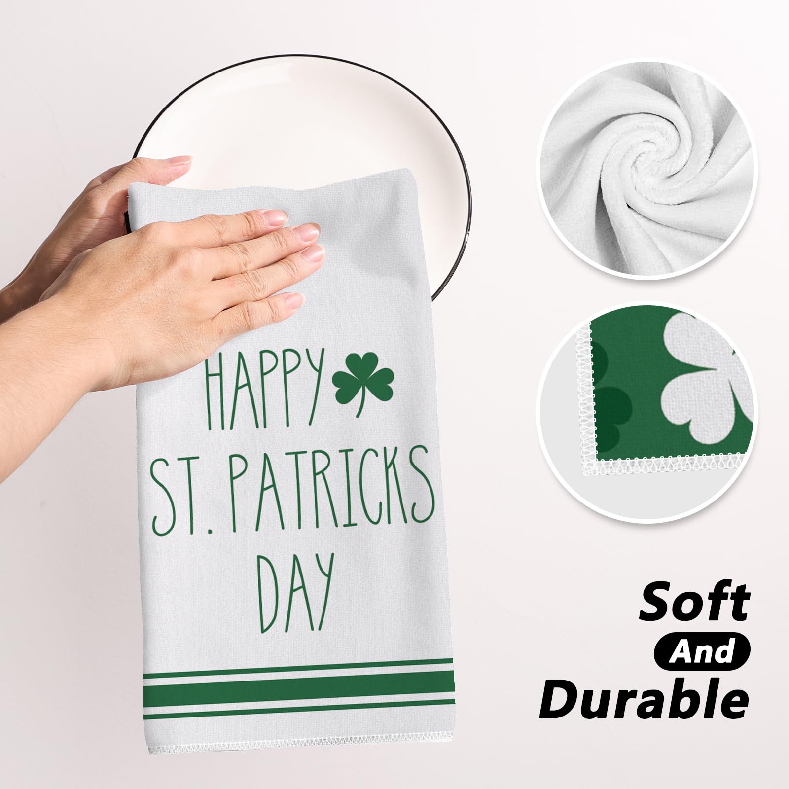 Polyester kitchen towels for holiday decor shamrock