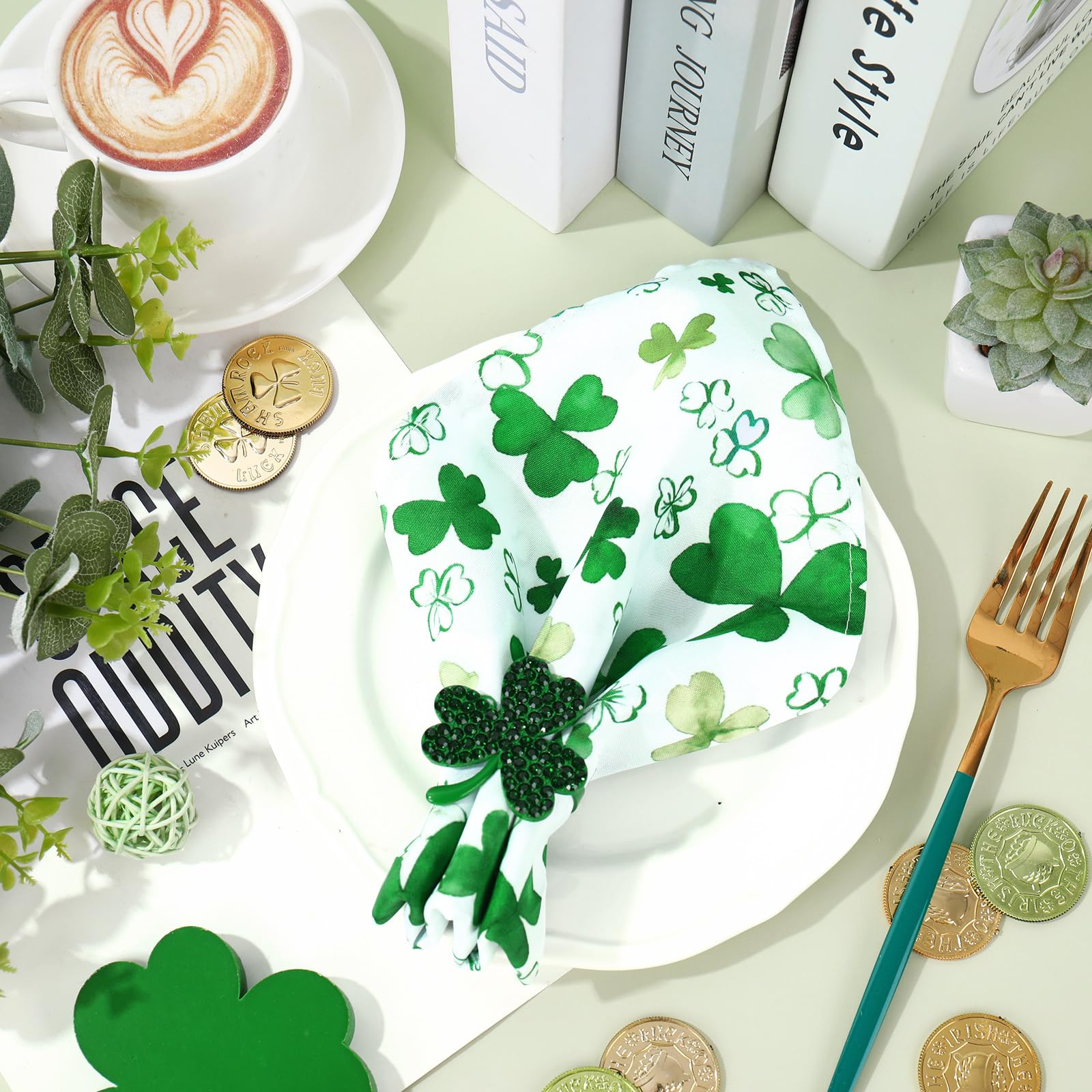 Shamrock design cloth napkins 18x18 for Irish occasions