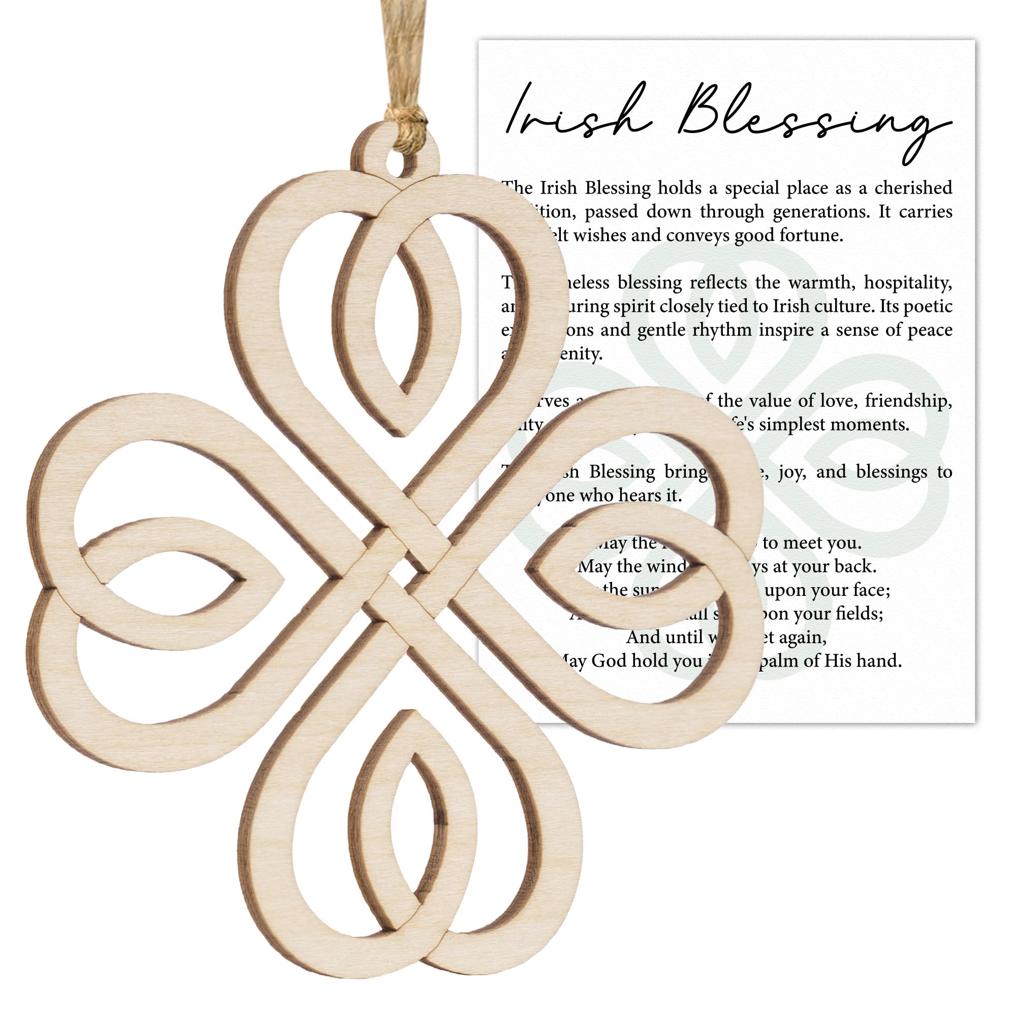 St Patrick's Day Shamrock Ornament wooden decoration with story card
