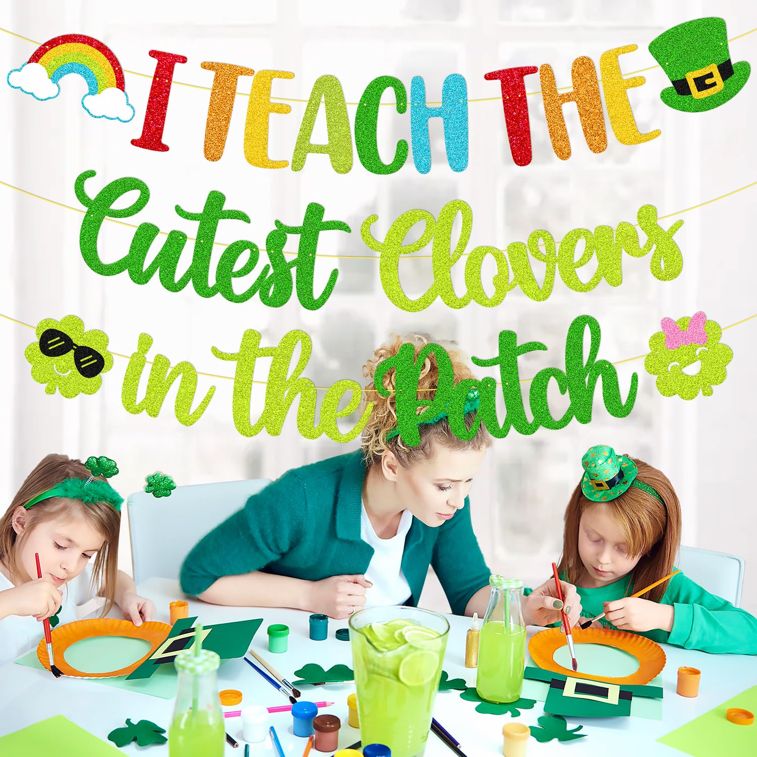 Shamrock rainbow pattern banner for classroom