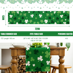 Shamrocks pattern linen table runner for Irish celebrations