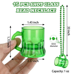 Green 6mm bead necklace with 1oz shot glasses by SHAOQINLIN