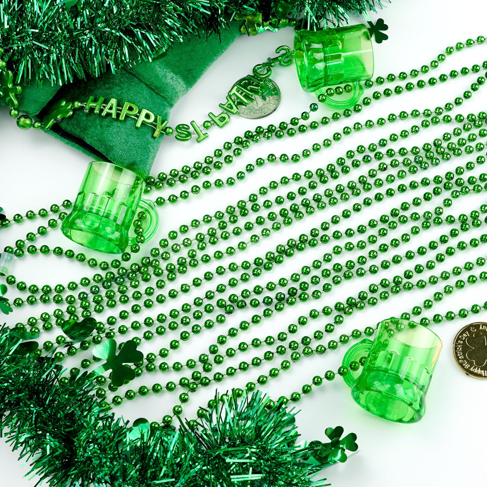 St Patricks Day green shot glass necklace set SHAOQINLIN