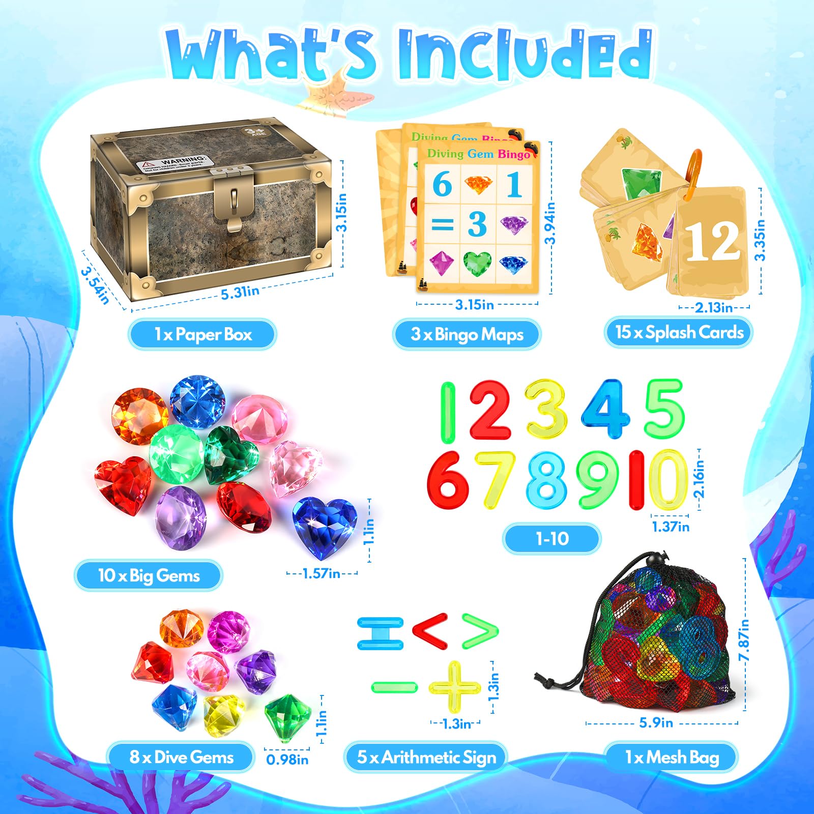 Shape matching diving toys in Meaicezli pool set
