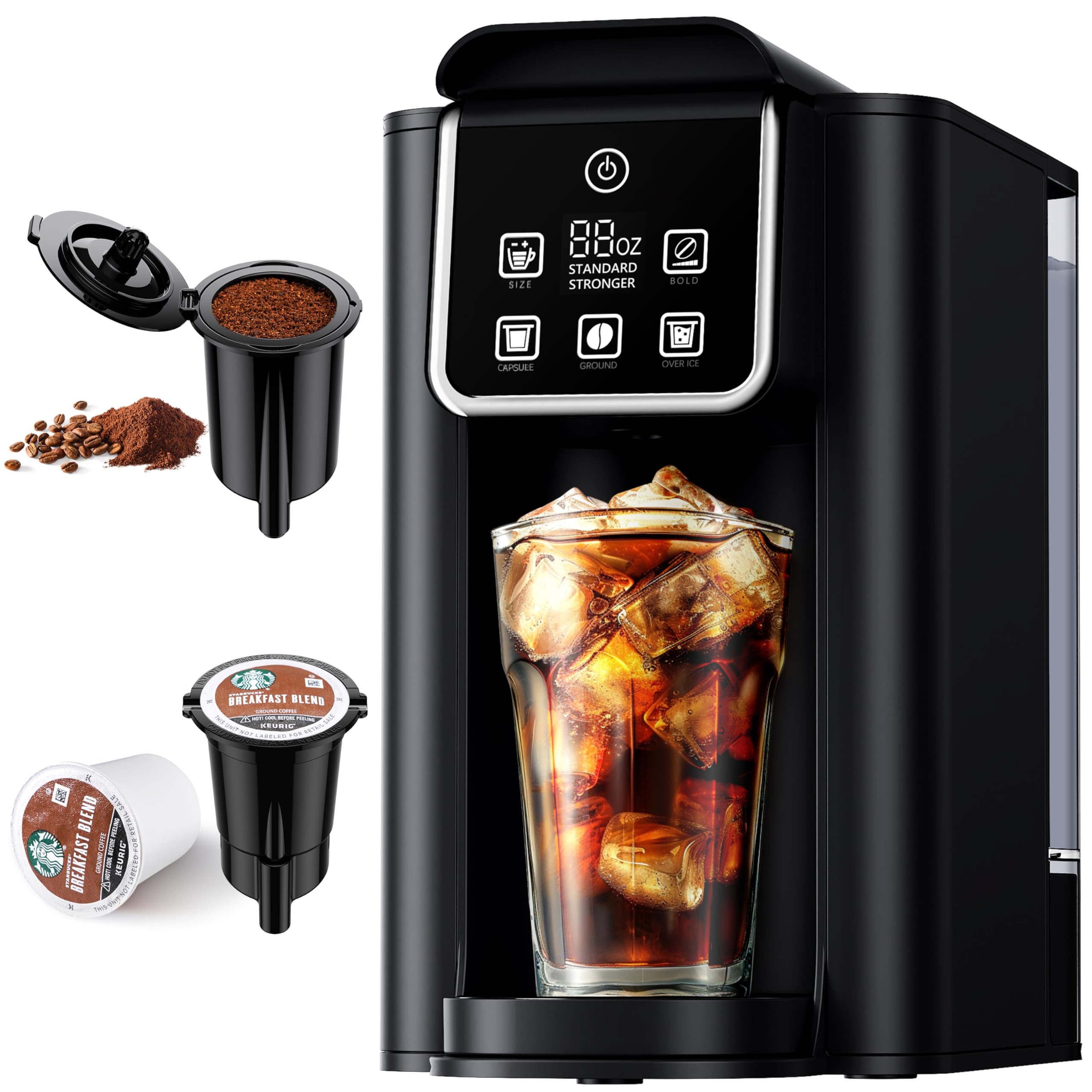 SHARDOR single serve coffee maker upgrade control panel close up