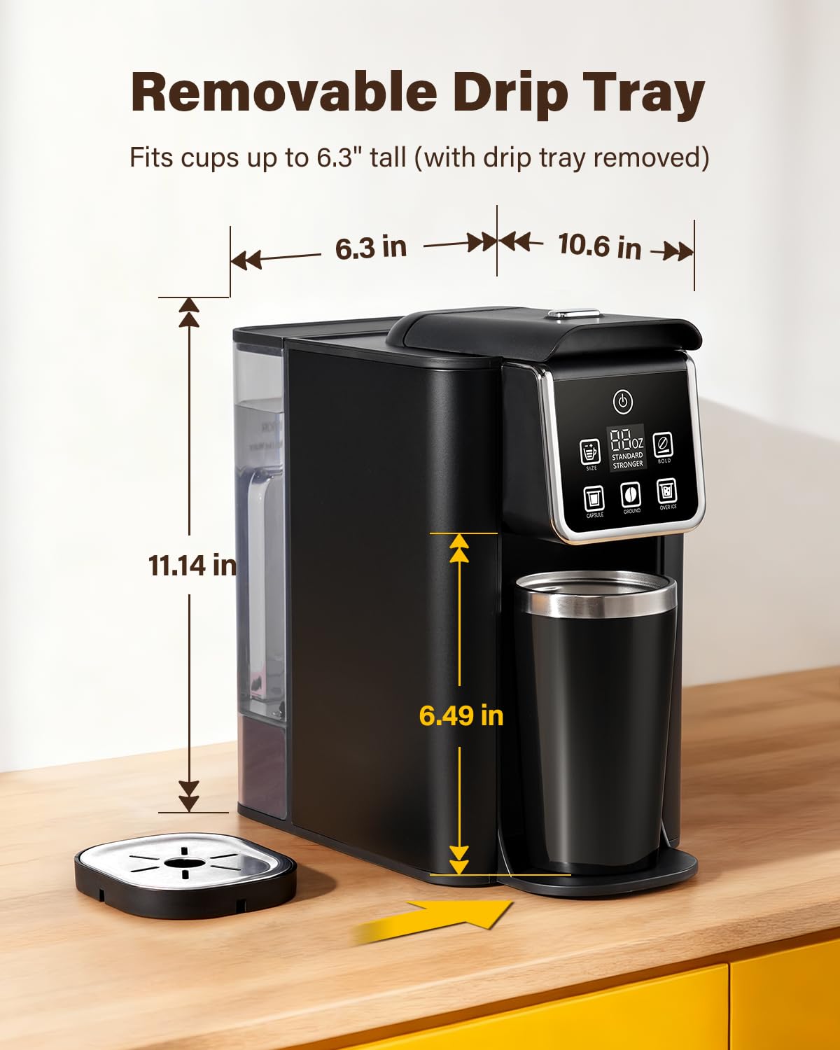 SHARDOR travel mug compatibility up to 6.3 inches under brew head