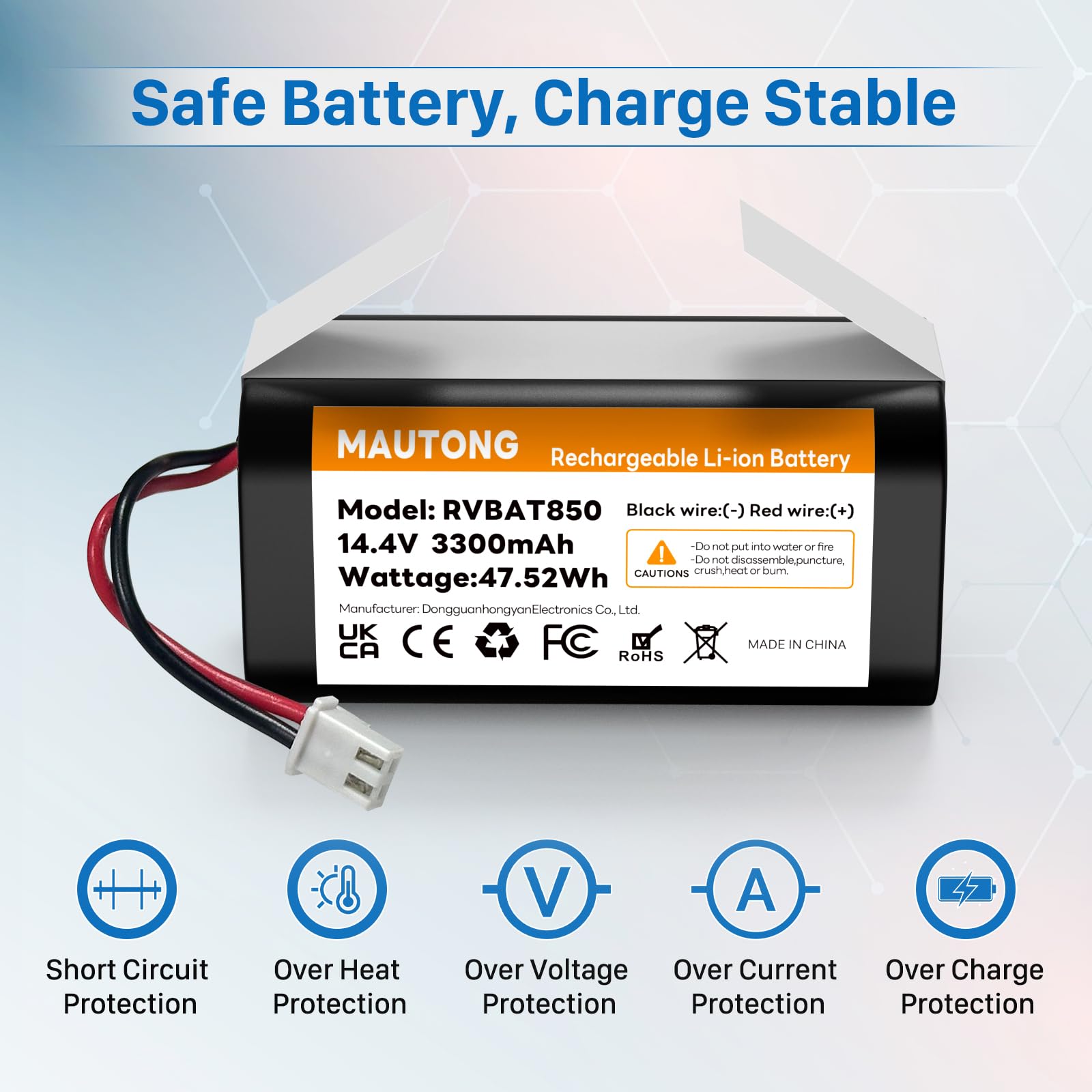 RVBAT850 full-charge runtime 130-180 minutes