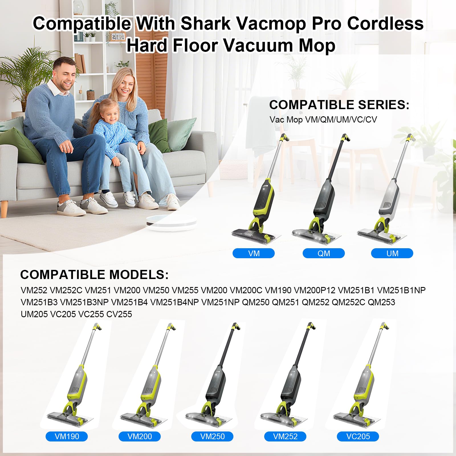 Shark Vacmop pads for VM252 model with dirt chamber