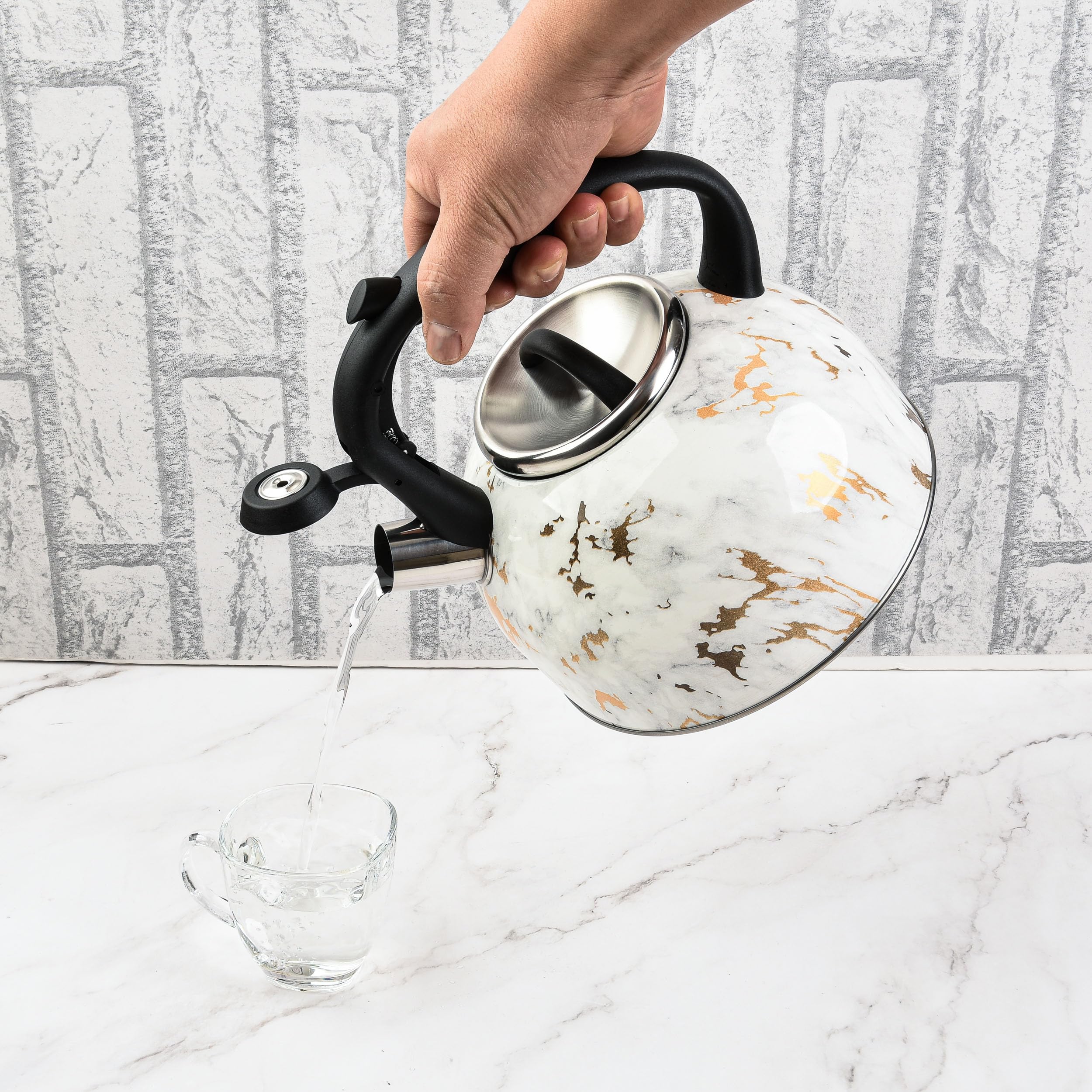 Stovetop kettle 3L compatible with gas electric glass ranges