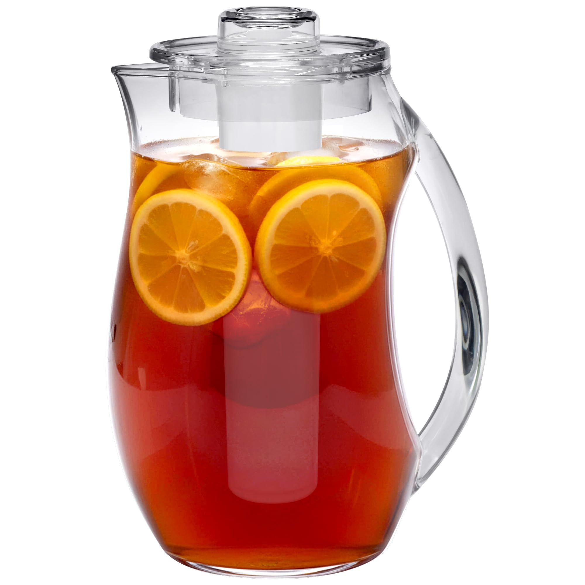 Ergonomic handle for steady pour icely pitcher