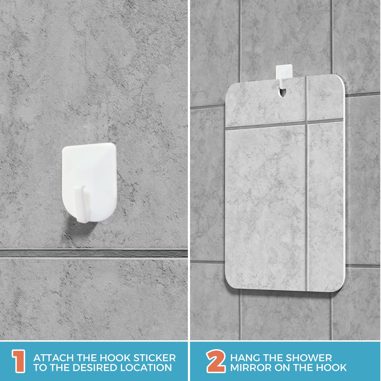 Adhesive wall hooks mounting tile or natural stone surface