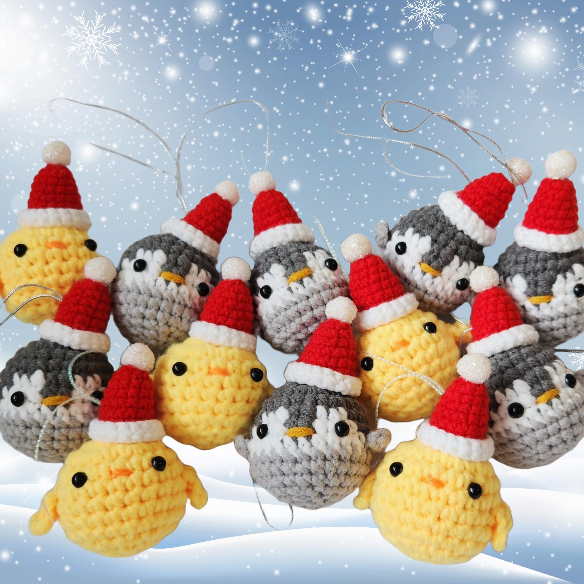 Unique handcrafted crochet Santa Penguin ornament for gifting