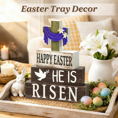 Rustic wooden Easter decor with natural texture