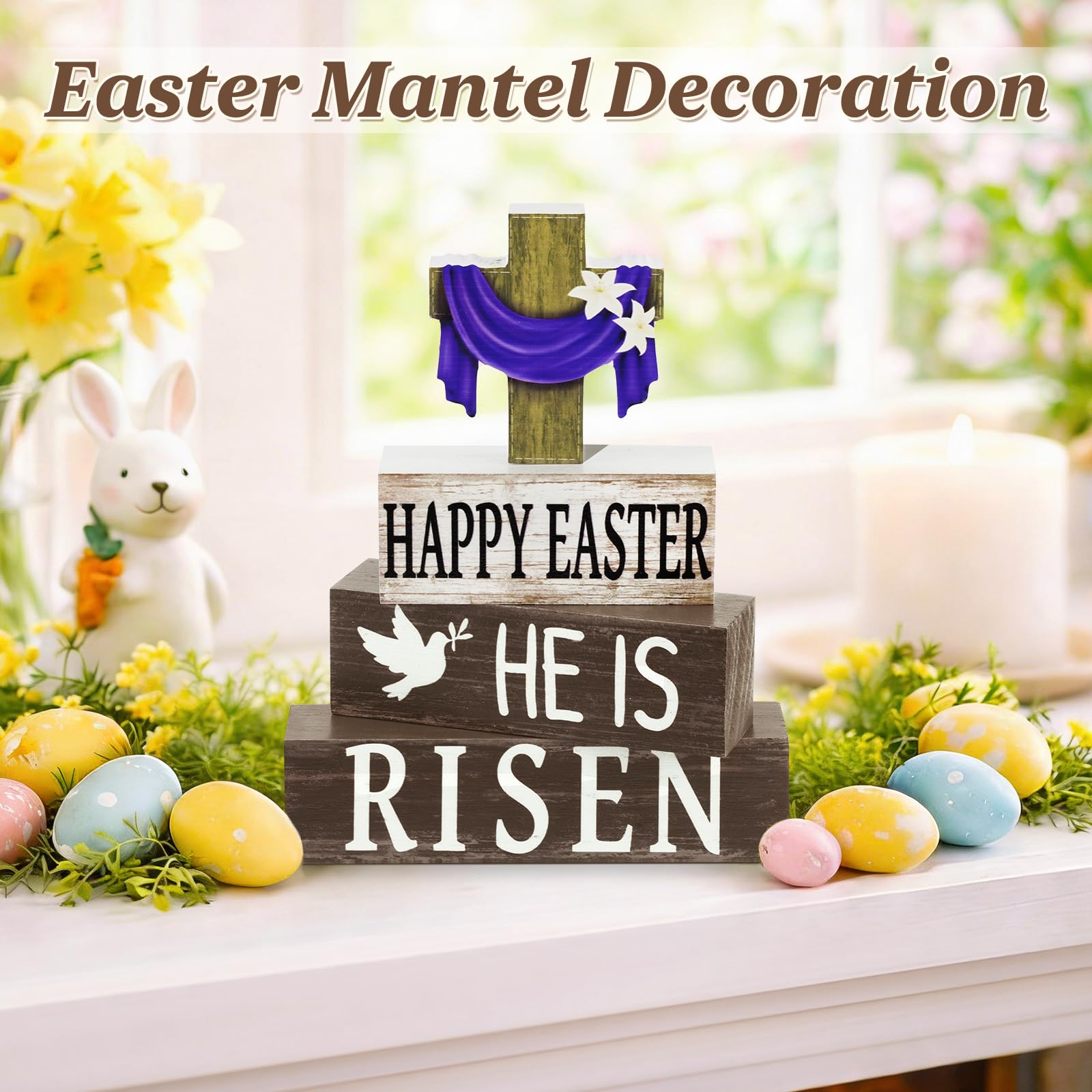 Wooden Easter cross decor for home decor