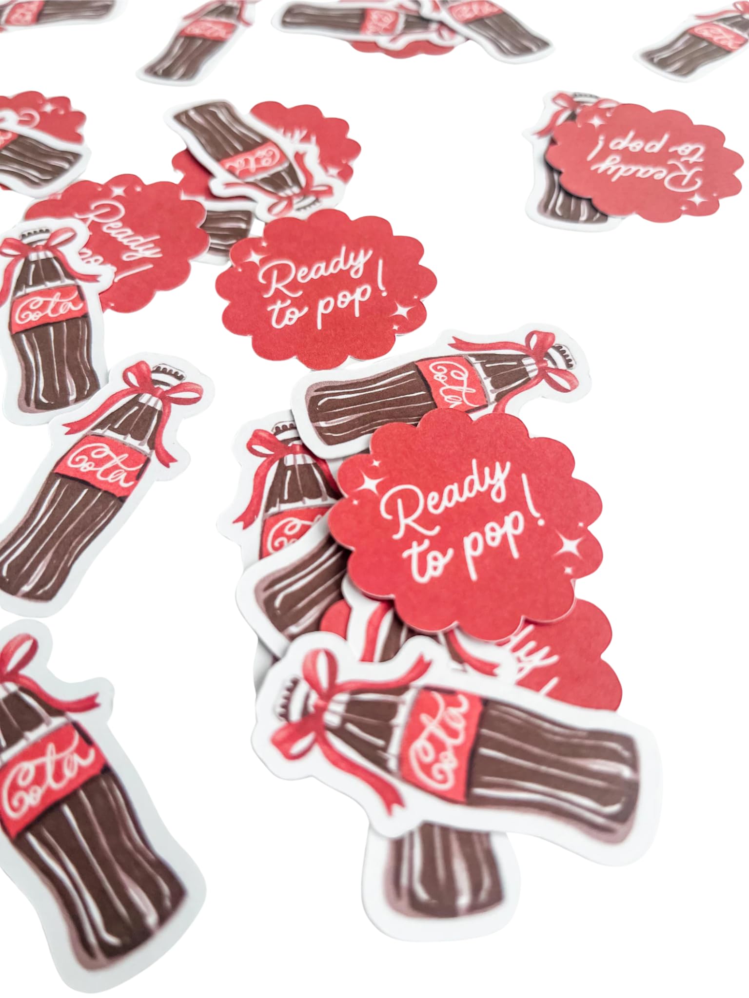 She's Ready to Pop Baby Shower confetti 2 inch red pieces in a 50 pack