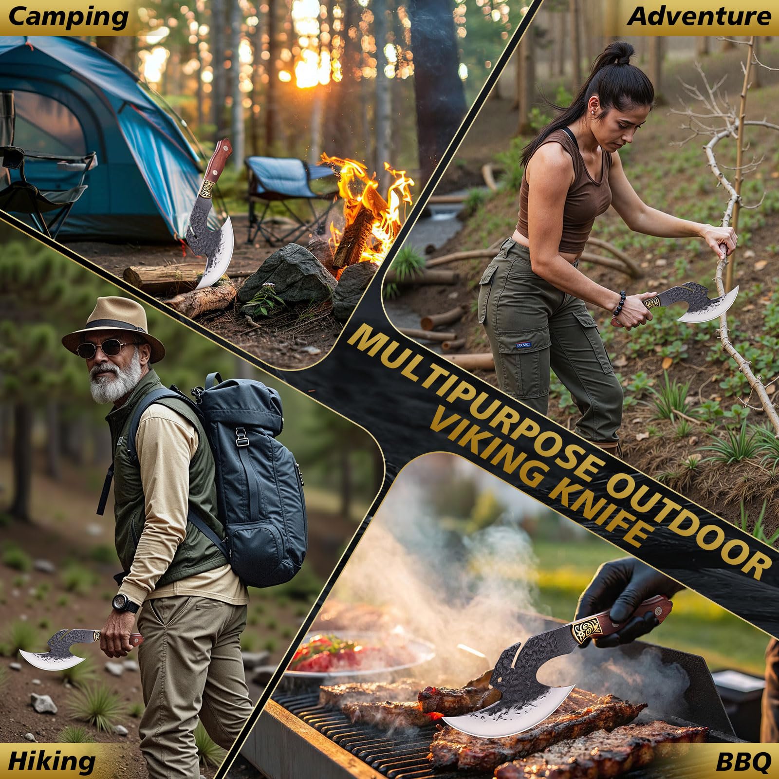 Outdoor camping knife designed for home and field use