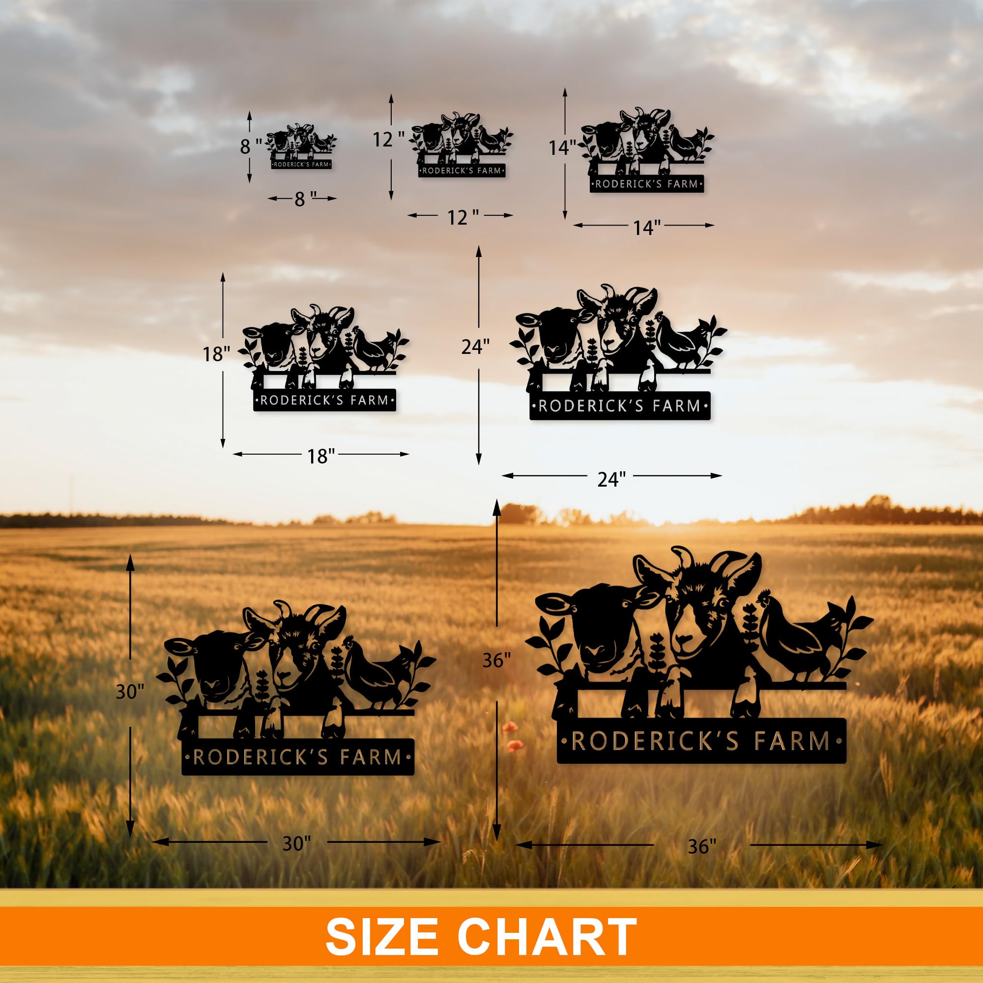 Rustic metal farm sign with pre drilled holes for hanging