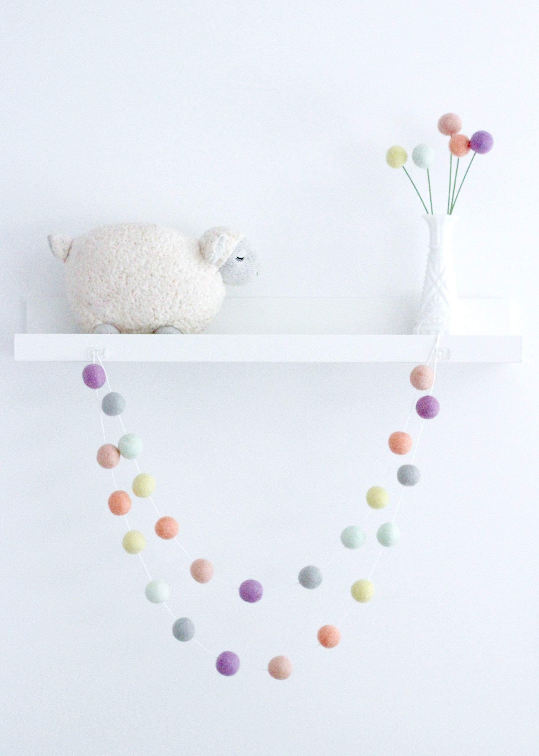 1 inch pastel felt balls on garland