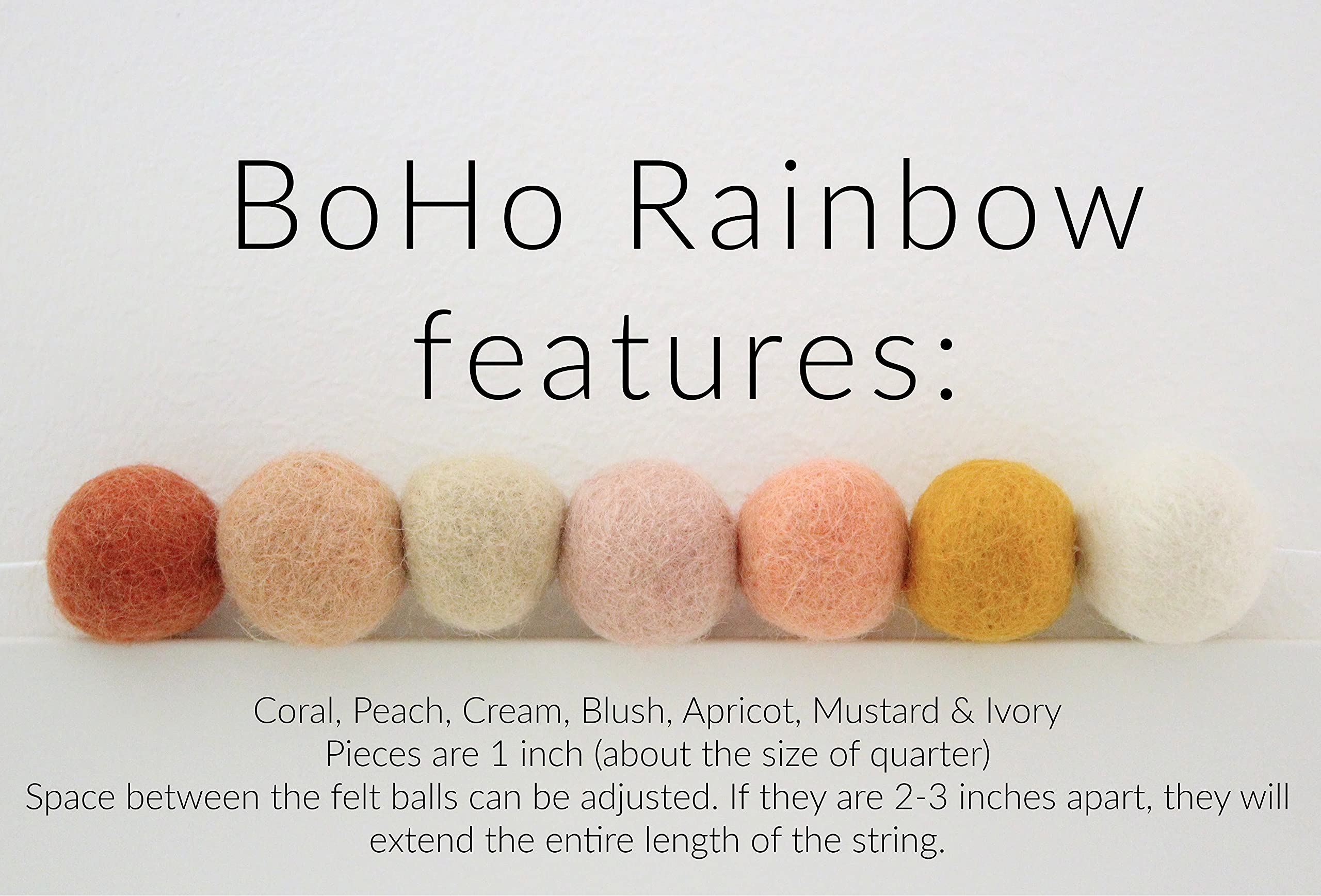 Sheep Farm Felt boho rainbow garland on string