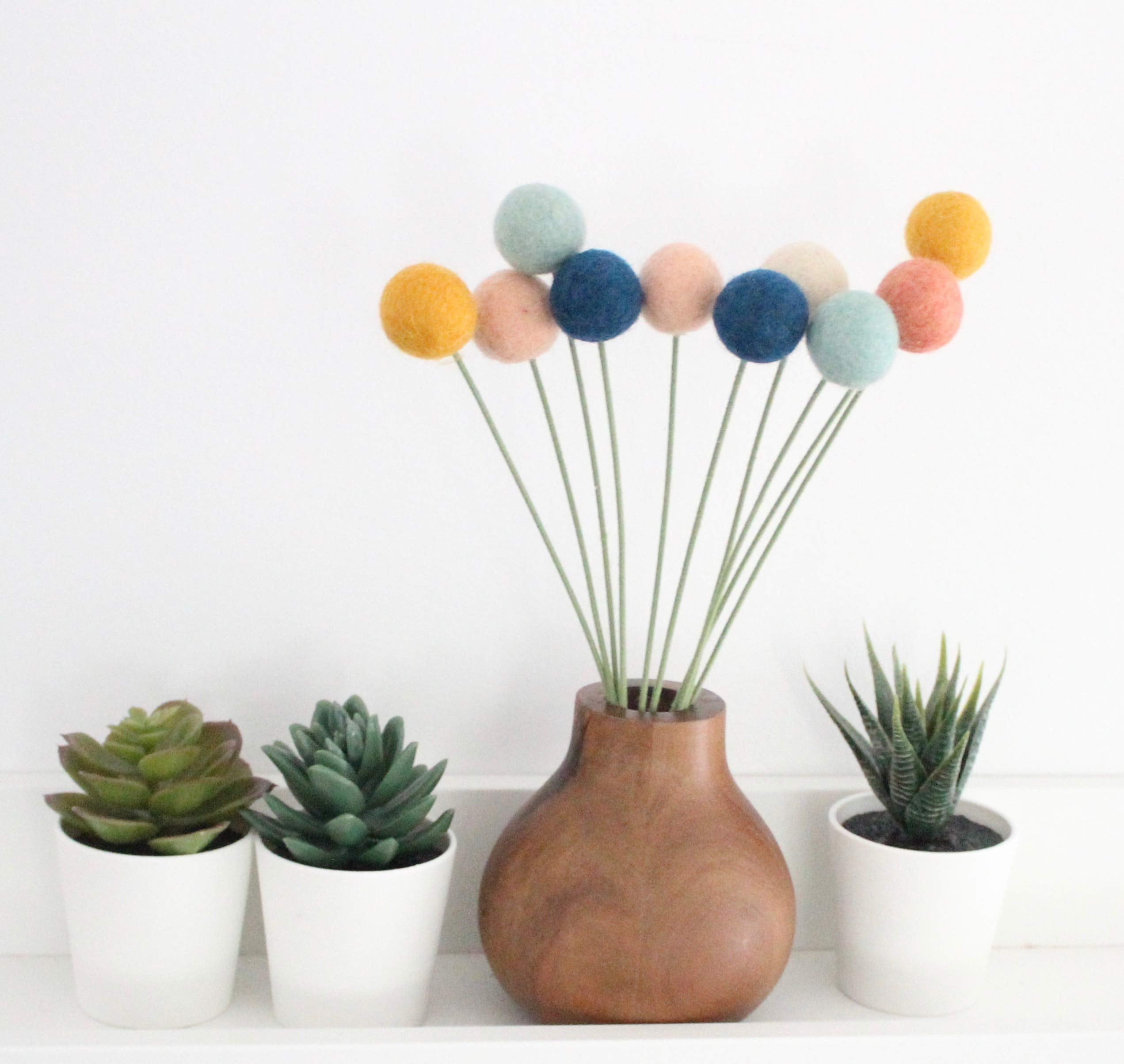 Felt Ball Bouquet mustard color by Sheep Farm Felt-