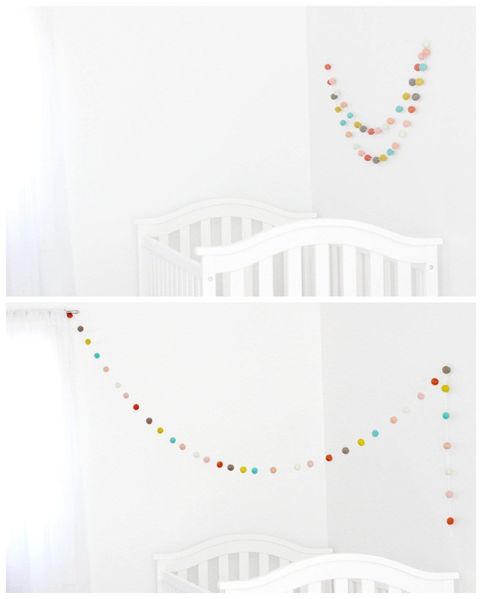 Seven feet long multicolored felt garland by Sheep Farm Felt