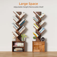 Anti-tip designed wooden tree bookshelf for safety