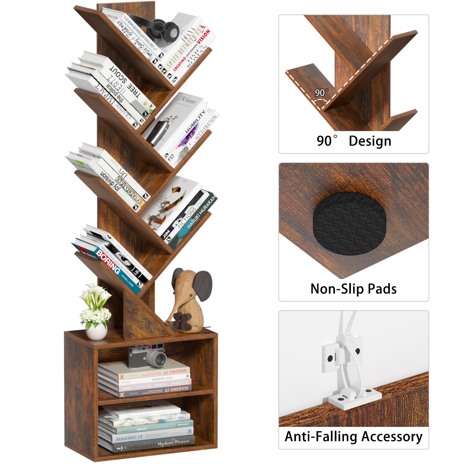 Home office living room versatile wood bookcase