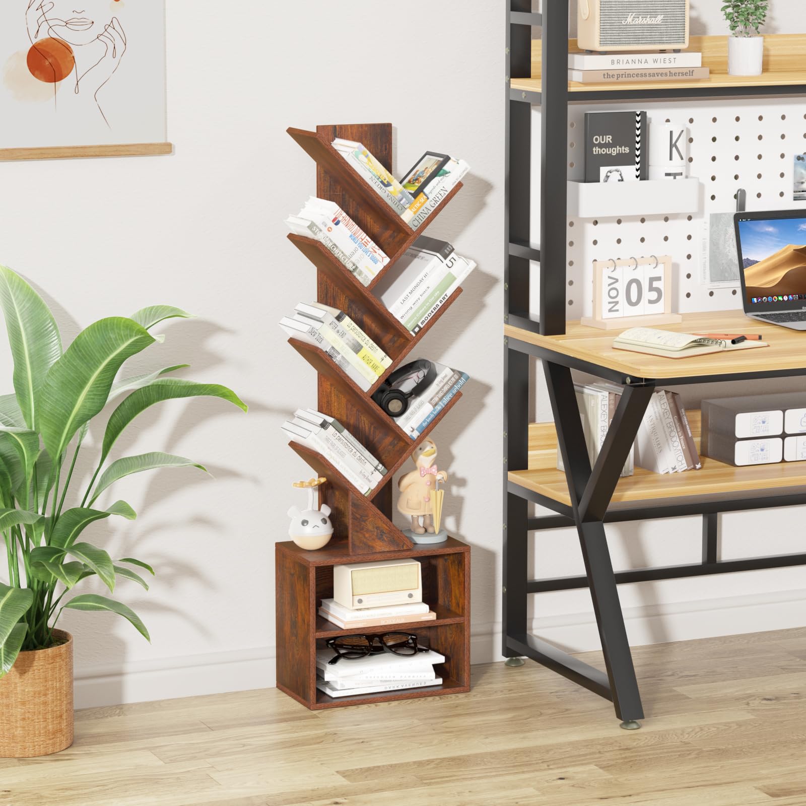 Tree bookshelf blends vintage modern decor styles