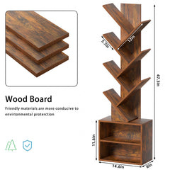 Tree shaped bookshelf dimensions 8D x 14.6W x 47.3H