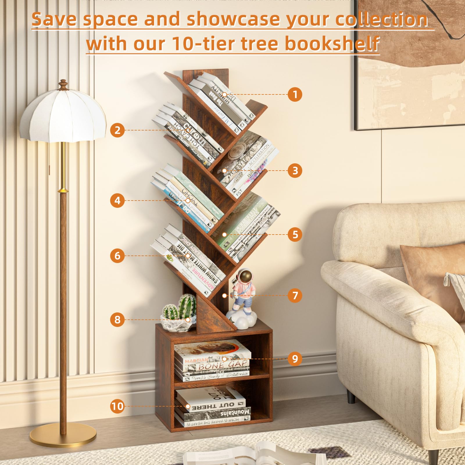 Vintage style tree bookshelf decorative furniture
