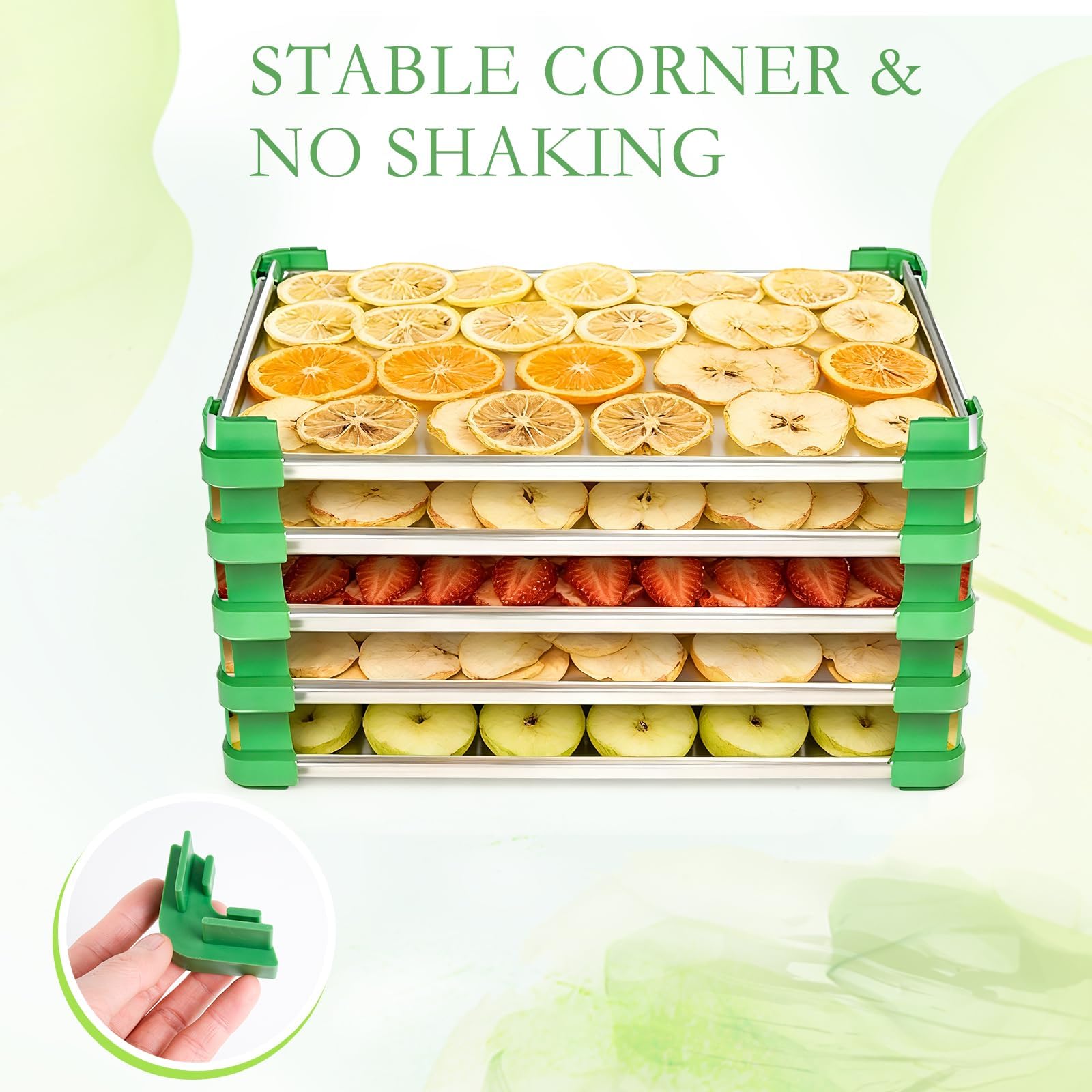 Stable shake-free silicone tray stackers for trays