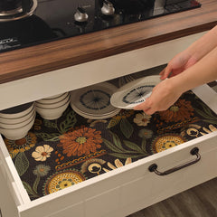 Non-slip cabinet liner with grid design for drawers