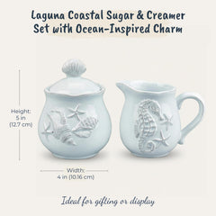 Seashell and starfish detail on sugar bowl