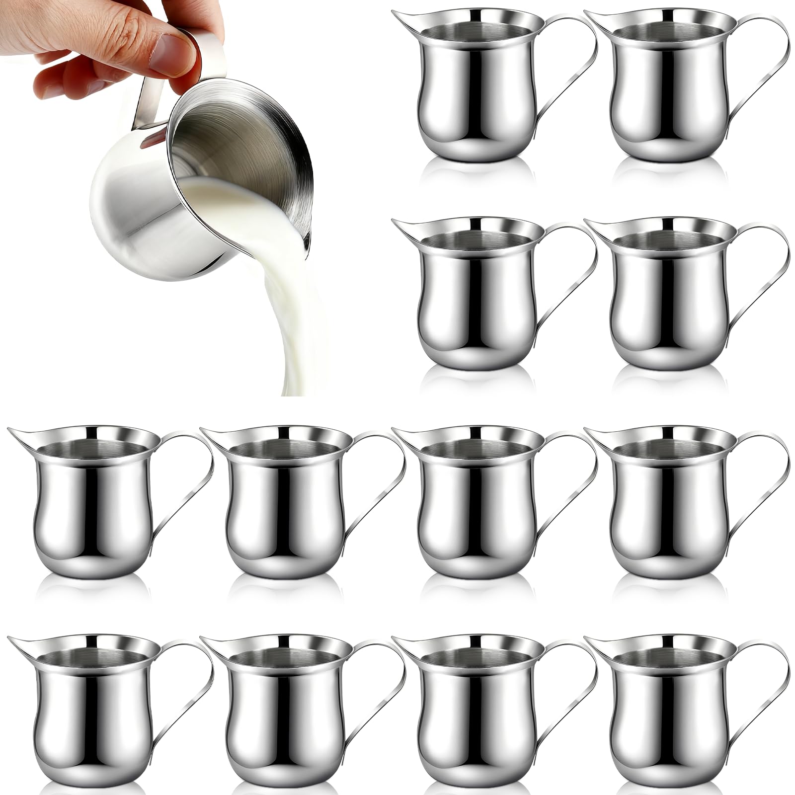 SHENLIU 12 pack 3oz creamer pitcher stainless steel