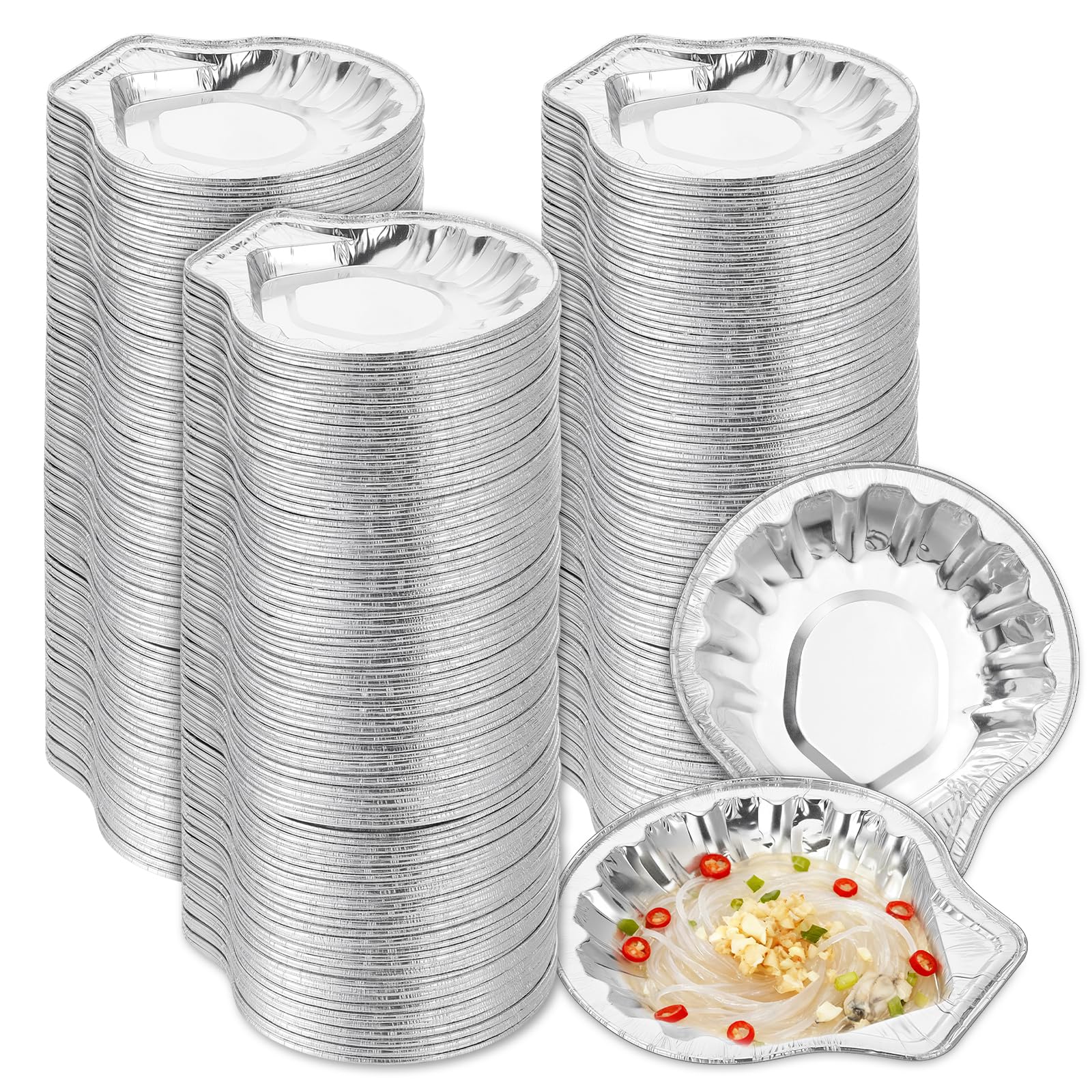 SHENLIU 250-pack aluminum foil clam shells 3.9 x 3.7 inch size